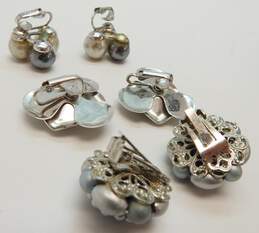 VNTG Vogue & Fashion Blue & Silver Tone Clip-On Earrings & Necklace 66.1g alternative image