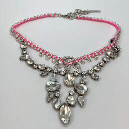 Designer Stella & Dot Silver-Tone Clear Crystal Stone Statement Necklace alternative image
