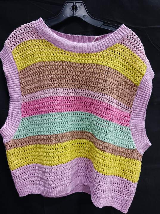 By Together Multicolor Striped Knitted Sweater Vest Size Small image number 1