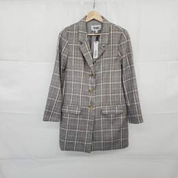 BB Dakota Steve Madden Gray & Pink Plaid Lined Blazer Jacket WM Size XS NWT