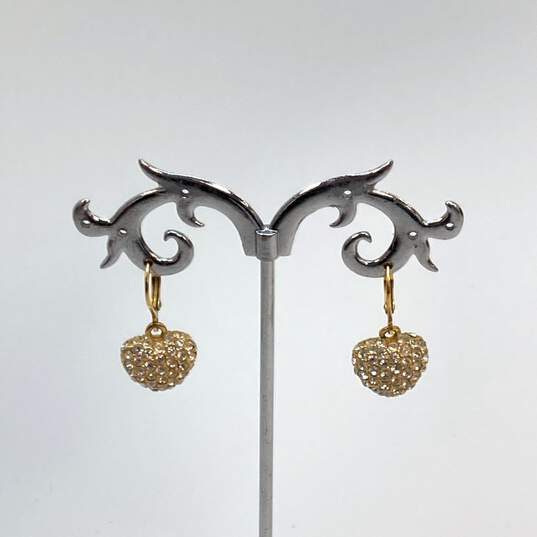 Designer Joan Rivers Gold-Tone Rhinestone Leverback Fashionable Dangle Earrings image number 1