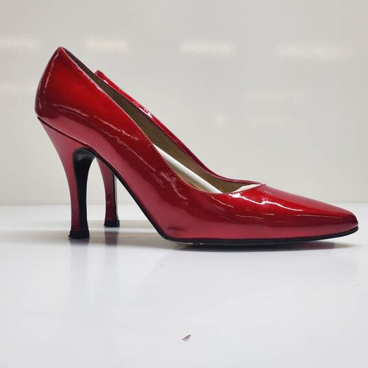 Vintage Stuart Weitzman Red Quasar Patent Leather Stiletto Heels Women's 5.5 image number 2