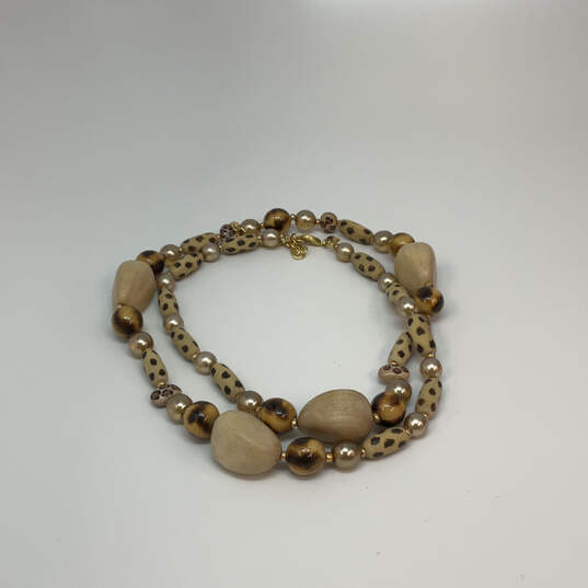 Designer Joan Rivers Gold-Tone Wood Brass Tribal Large Beaded Necklace image number 2
