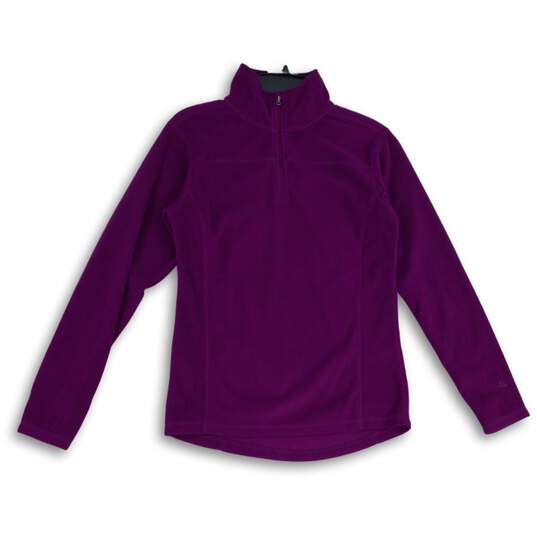 Alpine Design Womens Purple 1/4 Zip Mock Neck Long Sleeve Pullover T-Shirt Sz S image number 1
