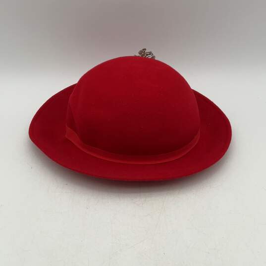 Fabini New York Bollman Womens Red Wool Wide Round Brim Bucket Hat image number 4