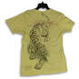 Womens Yellow Graphic Print Crew Neck Short Sleeve Pullover T-Shirt Size M image number 2
