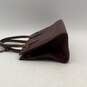 Dooney & Bourke Womens Brown Leather Logo Charm Double Top Handle Handbag image number 3