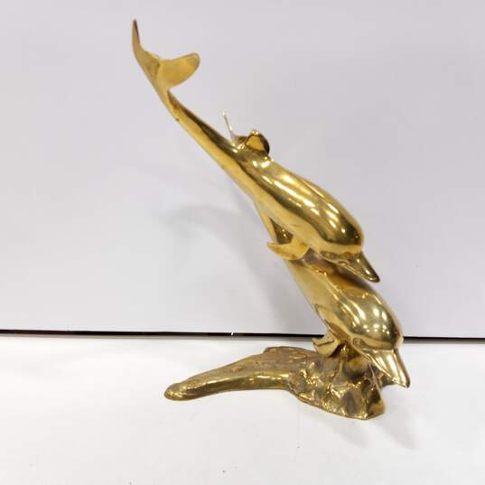 Brass-Tone Dolphin Statue image number 1