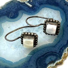 Designer Brighton 925 Sterling Silver Button Frame Fish Hook Drop Earrings