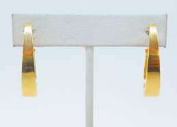 Elegant 14k Yellow Gold Modernist Hoop Earrings 4.6g