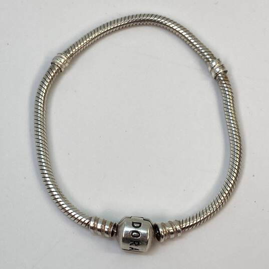Designer Pandora S925 ALE Sterling Silver Barrel Clasp Snake Chain Bracelet image number 3