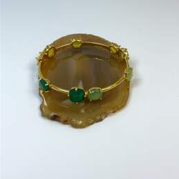 Designer Kate Spade Gold-Tone Crystal Cut Stone Round Bangle Bracelet