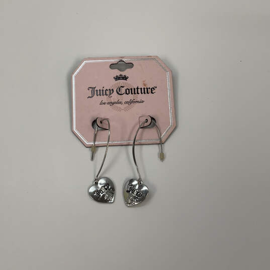 Designer Juicy Couture Silver-Tone Engrave Heart Fashion Drop Earrings image number 3