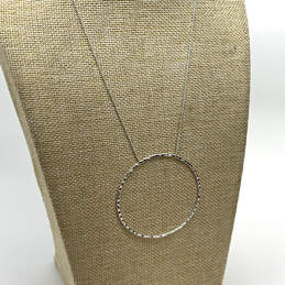 Designer Stella & Dot Silver-Tone Hammered Texture Circle Pendant Necklace