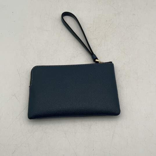 Coach Womens Blue Leather Boxed Corner Zip Mini Wristlet Wallet image number 2