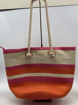 Kelly & Katie Colorful Striped Woven Straw Tote, Rope Handles, Perfect for Beach alternative image