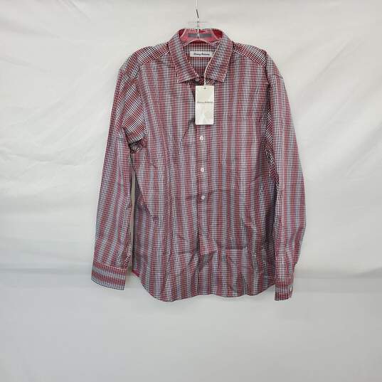 Tommy Bahama Pink & White Stripe Button Up Shirt MN Size M NWT image number 1