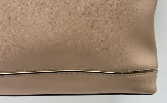 Michael Kors Saffiano Leather Frame Out Zip Top Shoulder Bag Beige image number 7