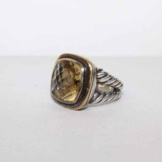 David Yurman Sterling Silver & 18K Yellow Gold Cushion Cut Citrine Ring - 17.9g image number 1