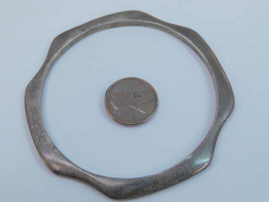 Artisan 925 Sterling Silver Geometric Skinny Bangle Bracelet 32.6g image number 5