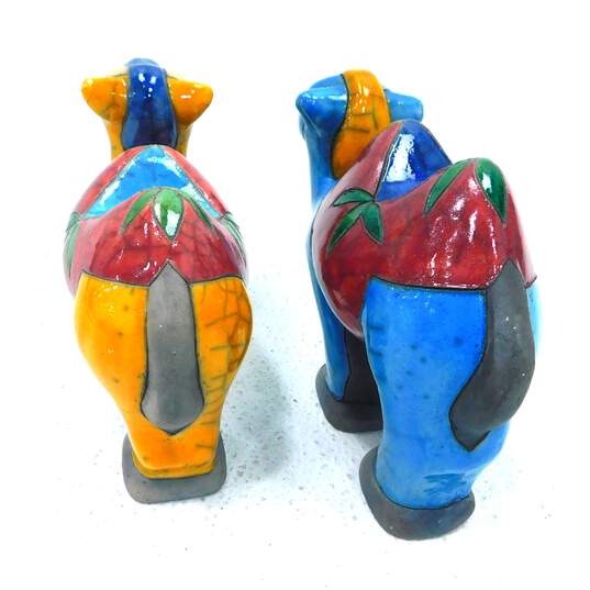 South African Raku Pottery Signed Nativity Scene Animals Camels Donkey & Sheep image number 4