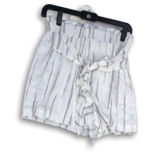 Jayne Womens White Striped Pleated Tie Front Paperbag Shorts Size M image number 1