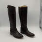 Womens Brown Leather Round Toe Side Zip Knee High Ridding Boots Size 7 B image number 1