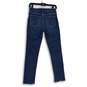 Womens Blue Denim Distressed Raw Hem 5-Pocket Design Skinny Jeans Size 5/W27 image number 2