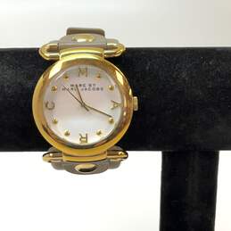 Designer Marc Jacobs Gold-Tone Round White Dial Analog Wristwatch