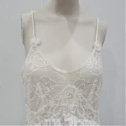 Vintage Christian Dior Lingerie White Champagne Lace Night Gown Slip Dress SZ L alternative image
