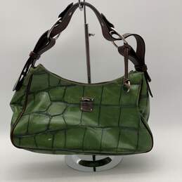 Dooney & Bourke Womens Green Crocodile Embossed Leather Zipper Shoulder Bag