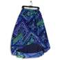Womens Blue Green Printed Elastic Waist Flat Front Pull-On A-Line Skirt Size 3 image number 1
