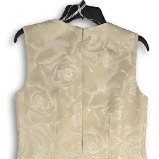 Tahari Womens Creme White Round Neck Sleeveless Back Zip Sheath Dress Size 6 image number 4