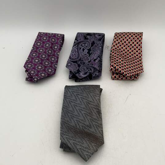 Bundle Of 4 Mixed Mens Multicolor Printed Adjustable Designer Necktie image number 1