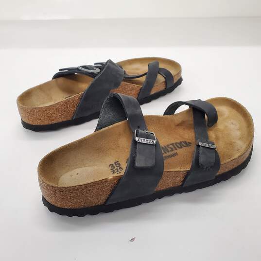 Birkenstock Women's Mayari Black Leather Toe Loop Slide Sandals Size 4 image number 4