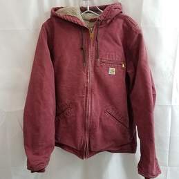 Burgundy/Red J141 CLY Sherpa Lined Carhartt Work Jacket Size M