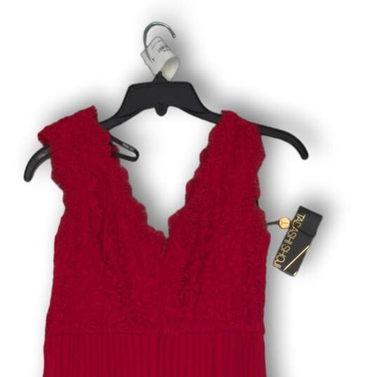 NWT Tadashi Shoji Womens A-Line Dress Lace Surplice Neck Sleeveless Red Size S image number 4