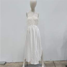 Vintage Christian Dior Lingerie White Champagne Lace Night Gown Slip Dress SZ L