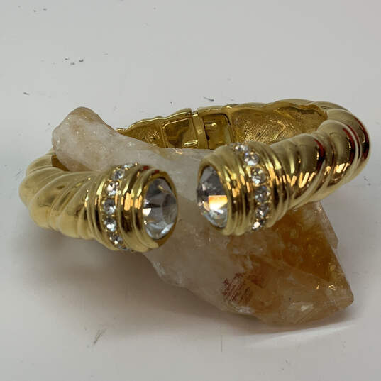 Designer Joan River Gold-Tone Interchangeable End Cap Hinged Cuff Bracelet image number 1