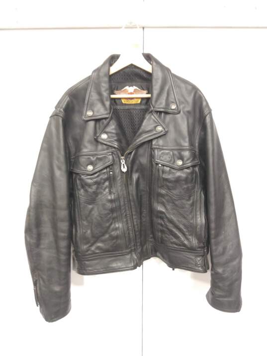 Men's Harley-Davidson Black leather Jacket Size L image number 1