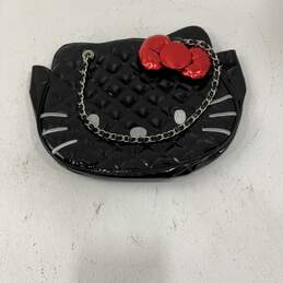 Loungefly Womens Black Leather Hello Kitty Inner Zip Pockets Shoulder Bag Purse
