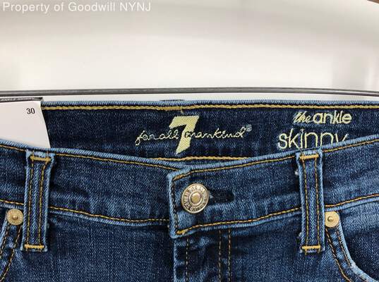 7 For All Mankind Women's "The Skinnky Ankle"-Denim Jeans-Blue-Sz 30-With Tag image number 2