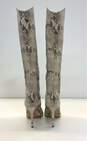 Schutz Snake Embossed Leather Pointed Toe Boots Beige Natural 7 image number 3