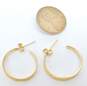 14K Yellow Gold Etched Hoop Post Earrings 2.6g image number 6