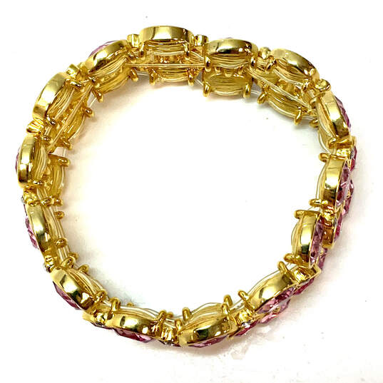 Designer Joan Rivers Gold-Tone Citrine Stone Stretchable Bangle Bracelet image number 4