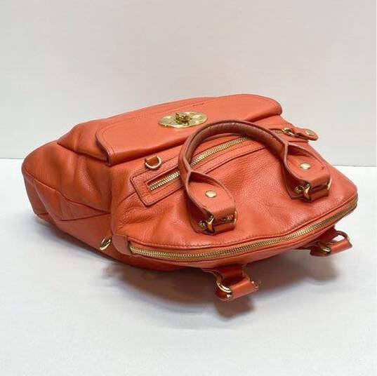 Emma Fox Orange Leather Top Zip Hobo Tote Bag image number 5
