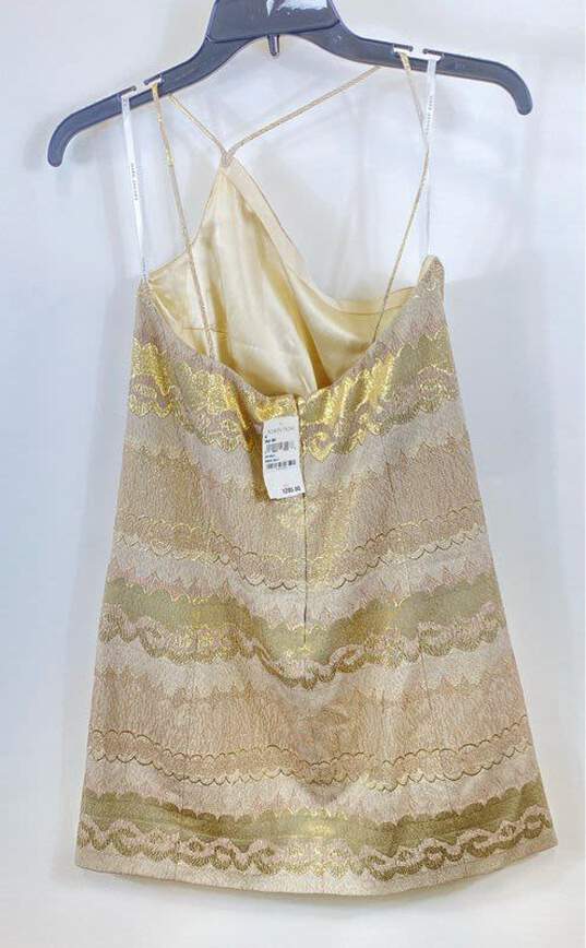 Marc Jacobs Women Gold One Shoulder Jacquard Print Dress Sz 4 image number 2