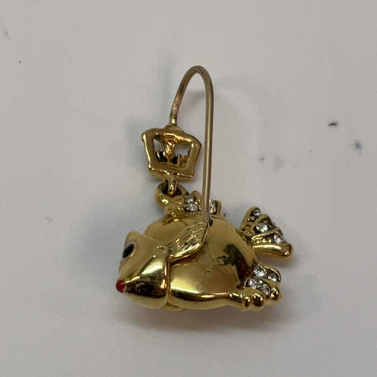 Designer Juicy Couture Gold-Tone Crystal Stone Fish Shape Dangle Earrings image number 4