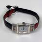 Designer Brighton Waterford Silver-Tone Black Leather Strap Quartz Wristwatch image number 2