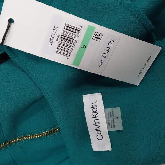 Calvin Klein Teal Fit & Flare Dress Women's Size 8 NWT image number 3